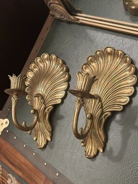 Vintage Gold Shell Wall Sconce Hooks - Decorative Home Wall Decor